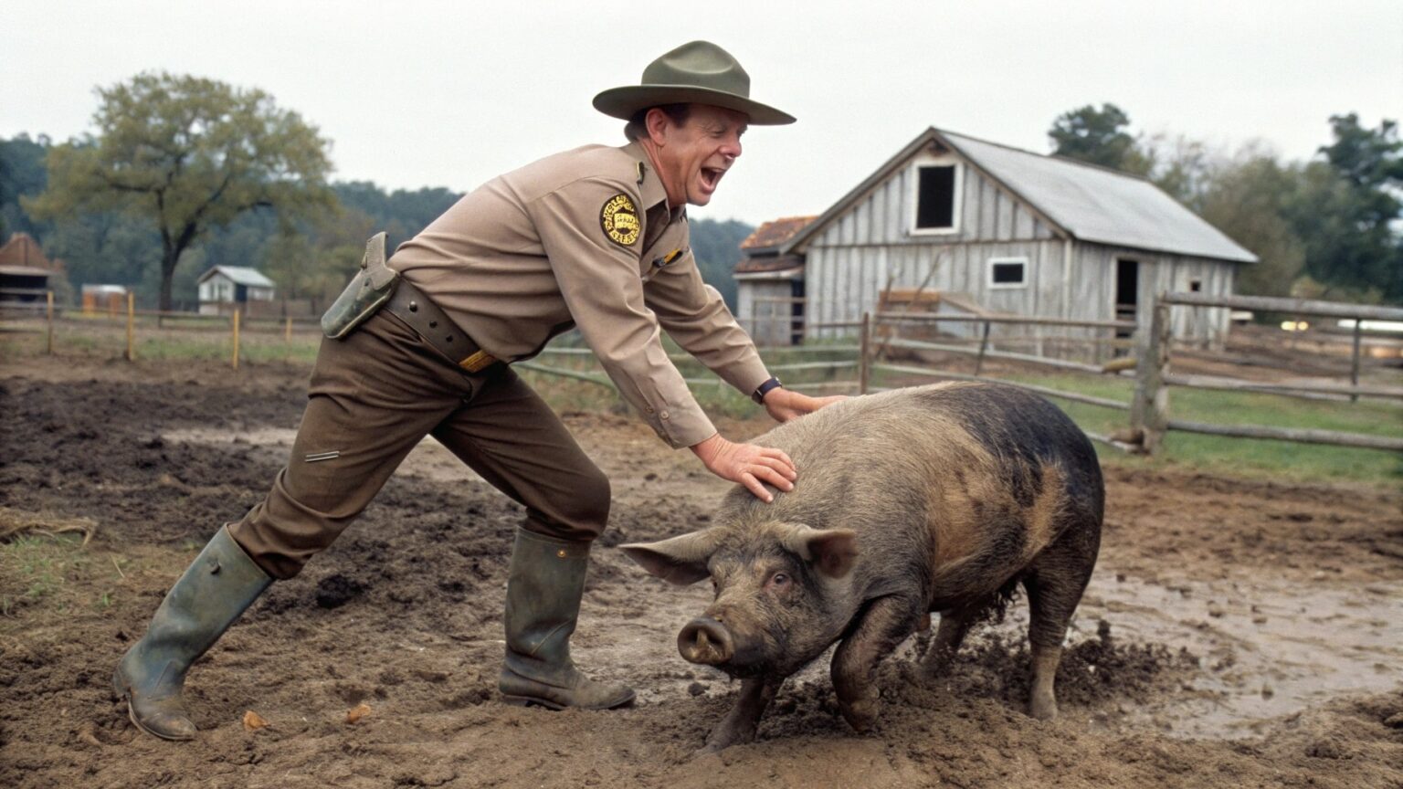 Barney Fife Hog Wrestle